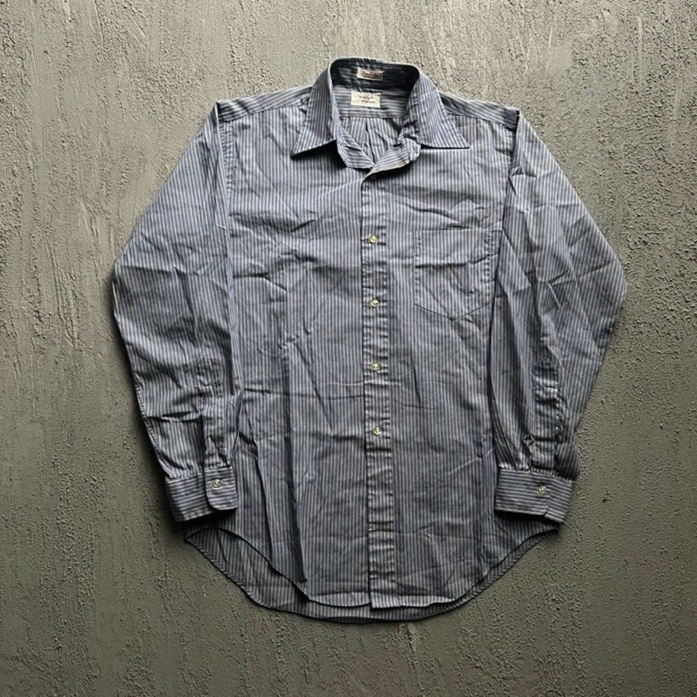 Vintage Gant Shirtmakers Button Up Blue 1970s Striped USA